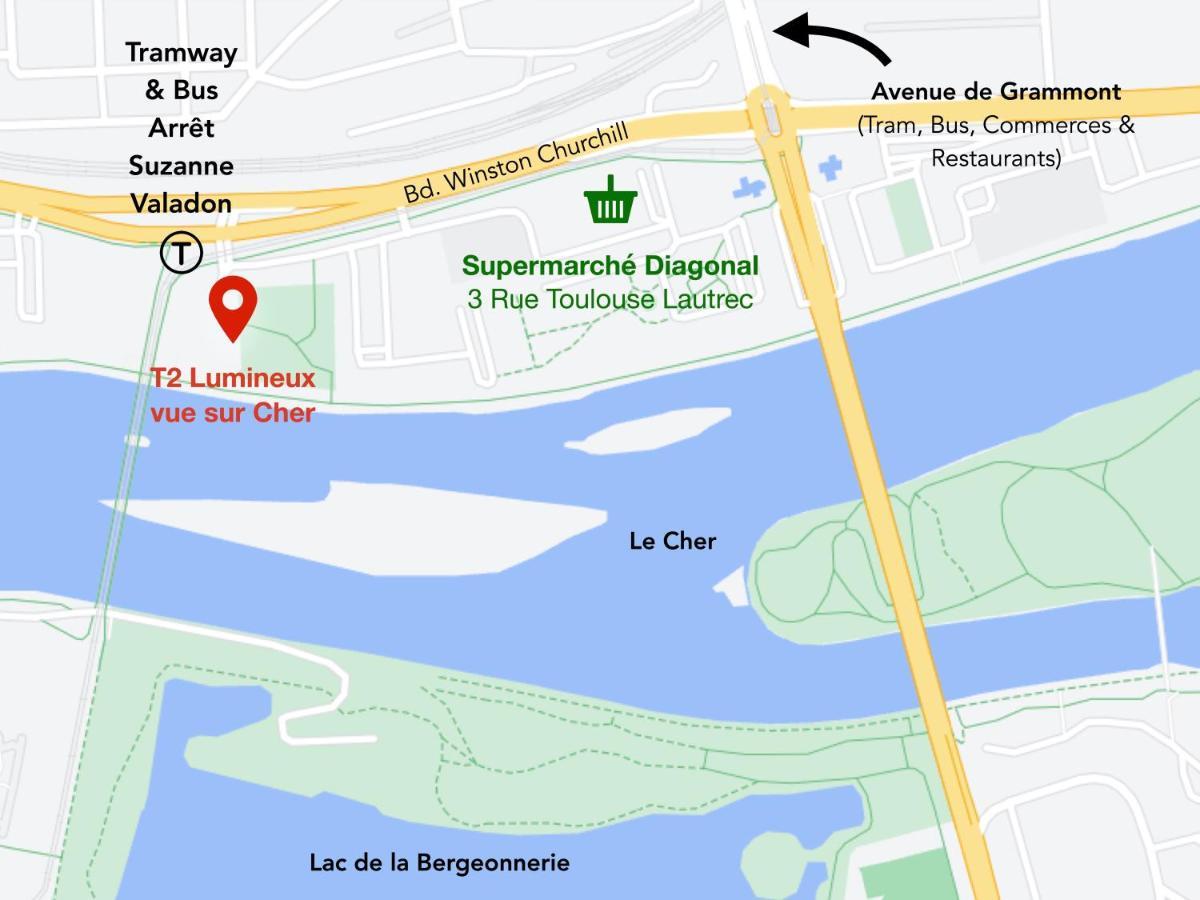T2 Lumineux Vue Sur Cher, 8Mn Gare & Centre 图尔 外观 照片